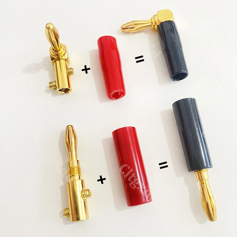 2 Stück 4mm 90 ° /180 ° Bananenstecker mit weichem Kunststoffgehäuse, rot und schwarz, geeignet für Multimeter, Audio- und Videolautsprecher – Detail 3