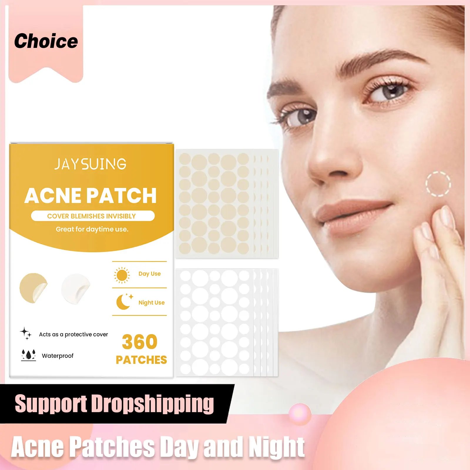 Patchs d'acné à l'acide salicylique, couverture des taches de nuit, absorbant les imperfections, imperméable, jour et nuit, Patch hydrocolloïde pour boutons du visage
