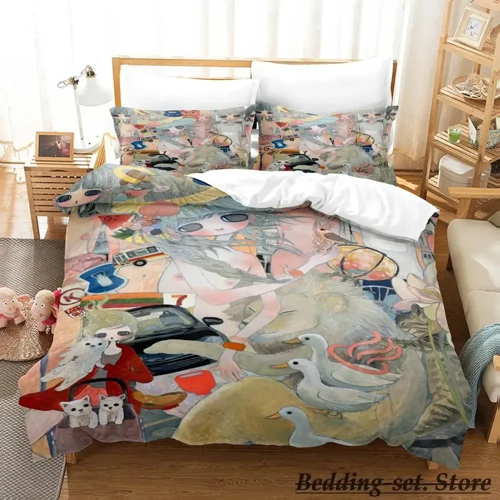 

Aya Takano Anime Bedding Set Single Twin Full Queen King Size Bed Set Adult Kid Bedroom Duvetcover Sets Anime parure de lit Bed