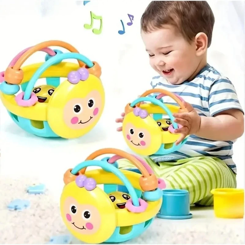 1 unidad de juguete para bebé de 10cm, bola para atrapar, sonajeros flexibles para andador de bebé, bola para desarrollar la inteligencia, sonajero de campana de plástico de 0 a 12 meses