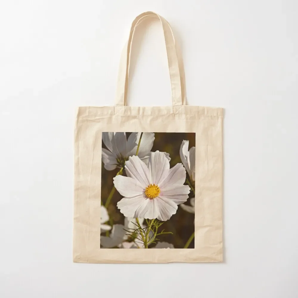 

White Cosmo Daisies Flowers Tote Bag Women's bags shopping bag logo