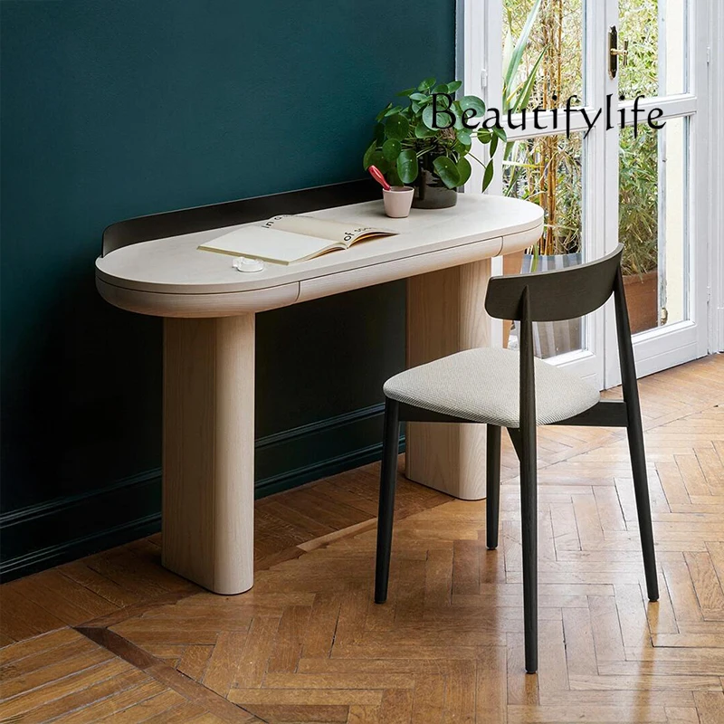 

Italian solid wood desk household antique small apartment computer desk study simple dresser