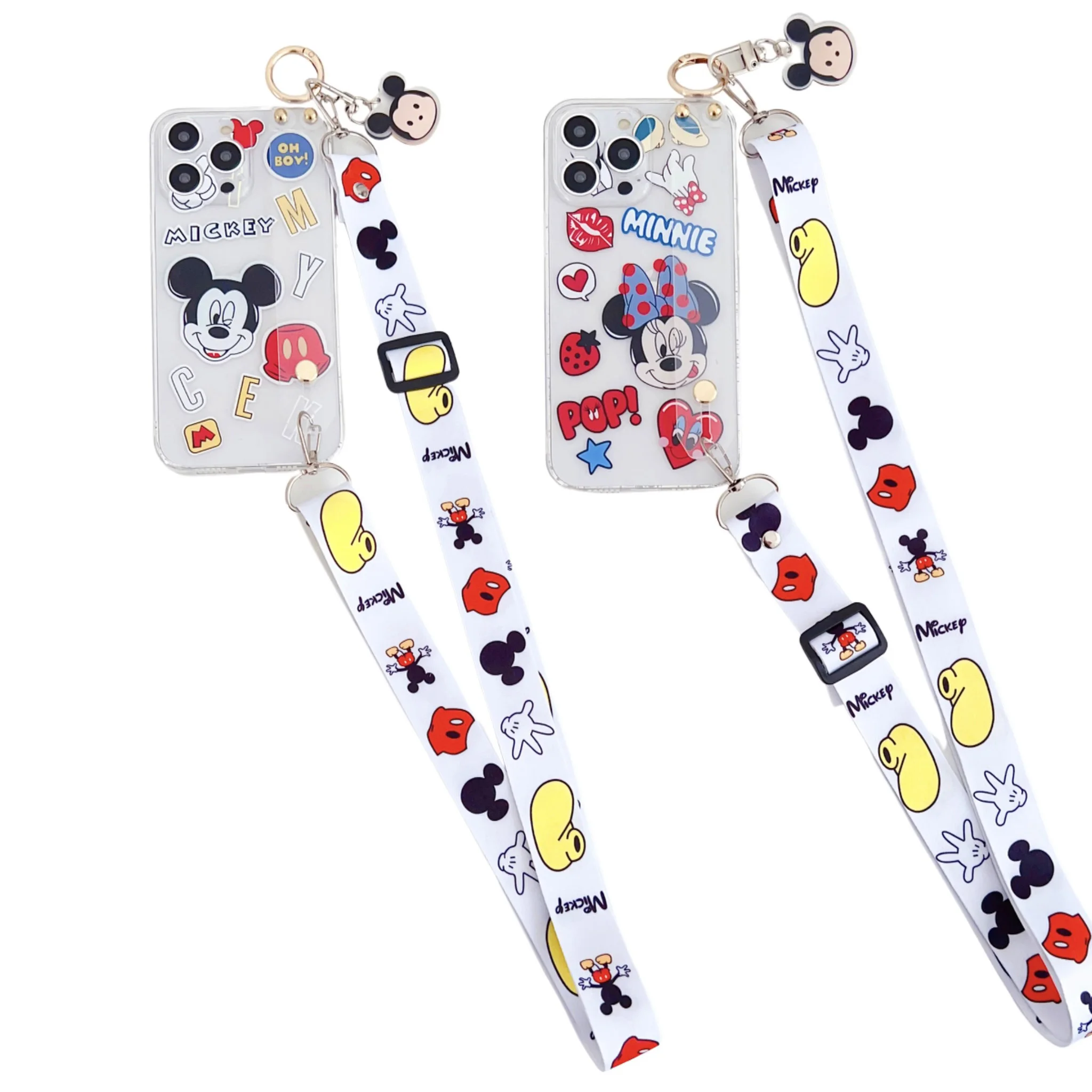 Minnie Mickey For Huawei Honor 20 X20 X20SE 30 30i V20 30 X40 8x 9x X8 9x X9A 10 X10 V40 Play3 4 Pro Case Wrist Strap Ornament