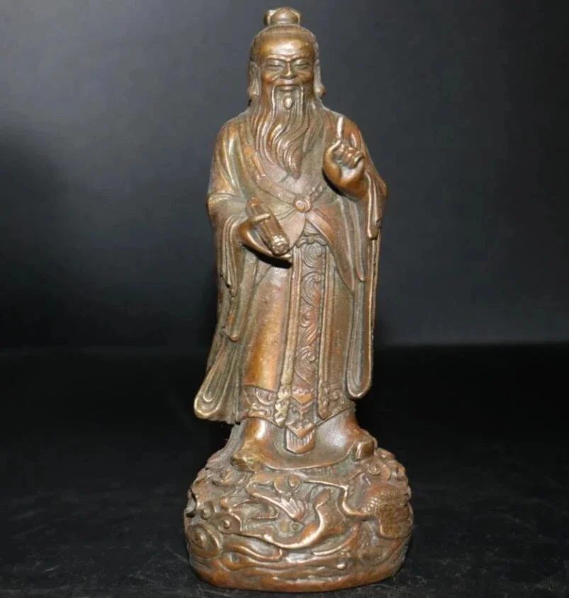 

China brass archaize Taoist founder Lao tze crafts statue