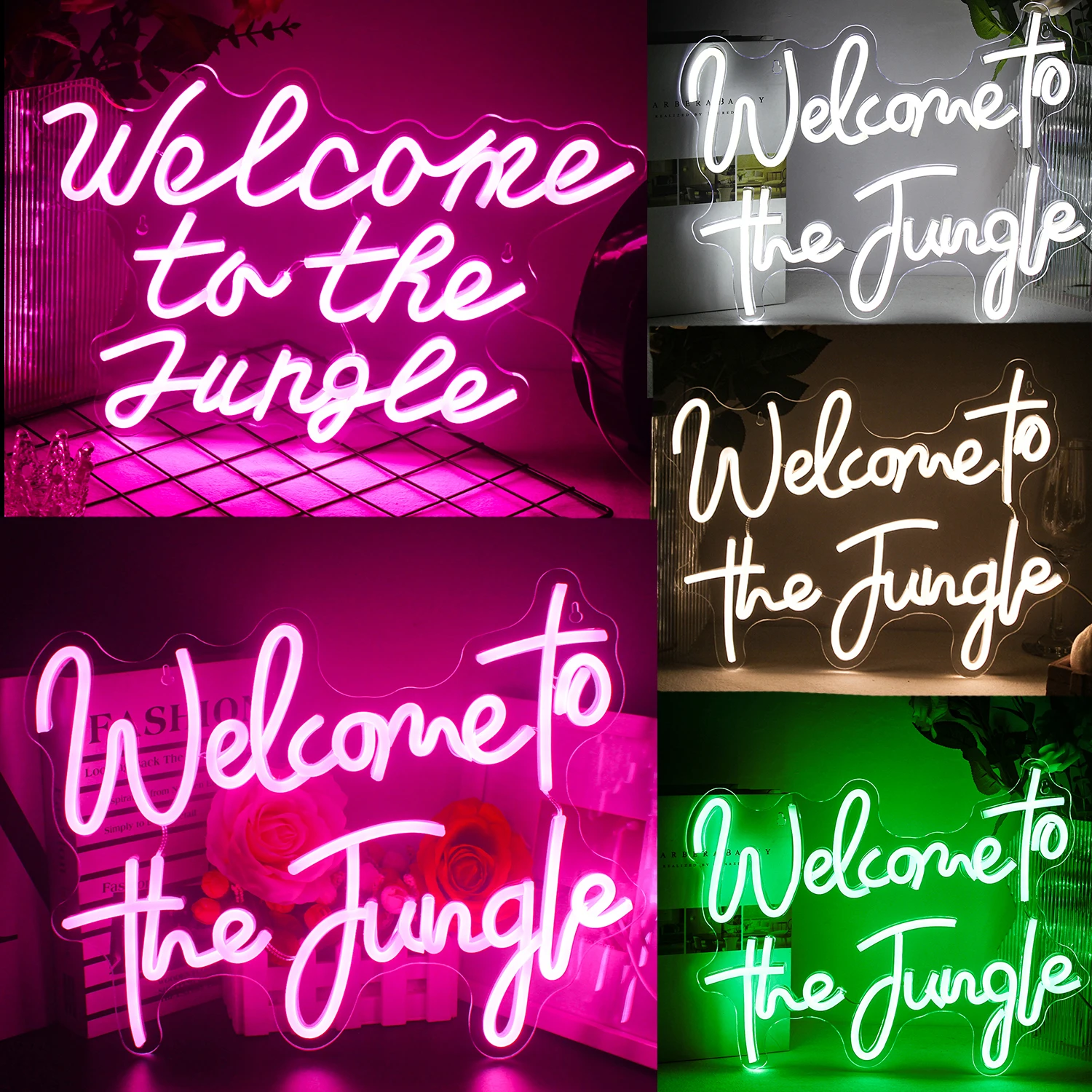 

Wanxing Welcome To The Jungle Neon Sign LED Light For Entryway Front Porch Bedroom Home Party Wedding Kidroom Wall Decor Gift