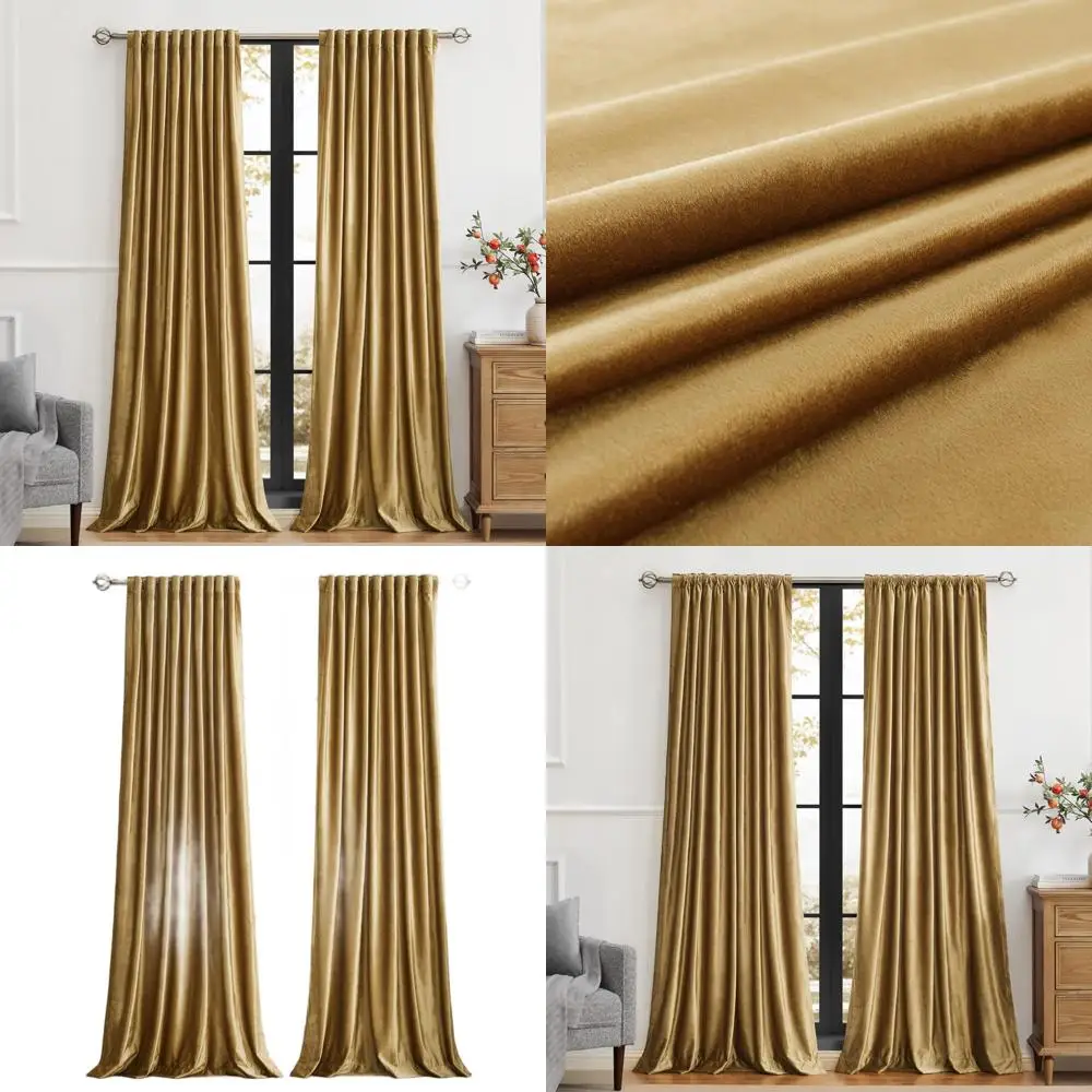 

96 Blackout Velvet Curtains Set of 2 for Living Room, Heavy Room Darkening Drapes with Back Tab