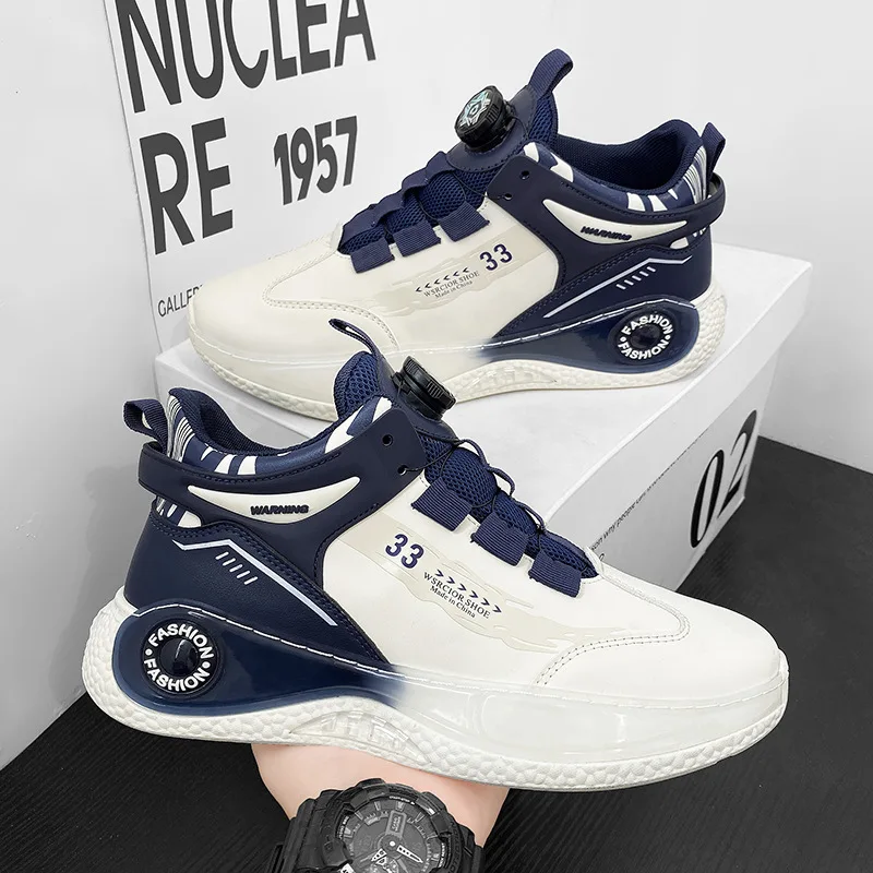 

Mens Sneakers with Rotating Buckle Comfy Non Slip Lace up Durable Shoes for Mens Outdoor Activities