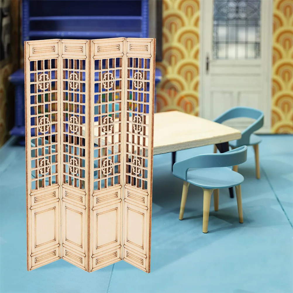 

5Pcs Miniature Wooden Chinese Style Screen Vintage Design Mini Furniture for Dollhouse Room Divider Decor Miniature Wooden