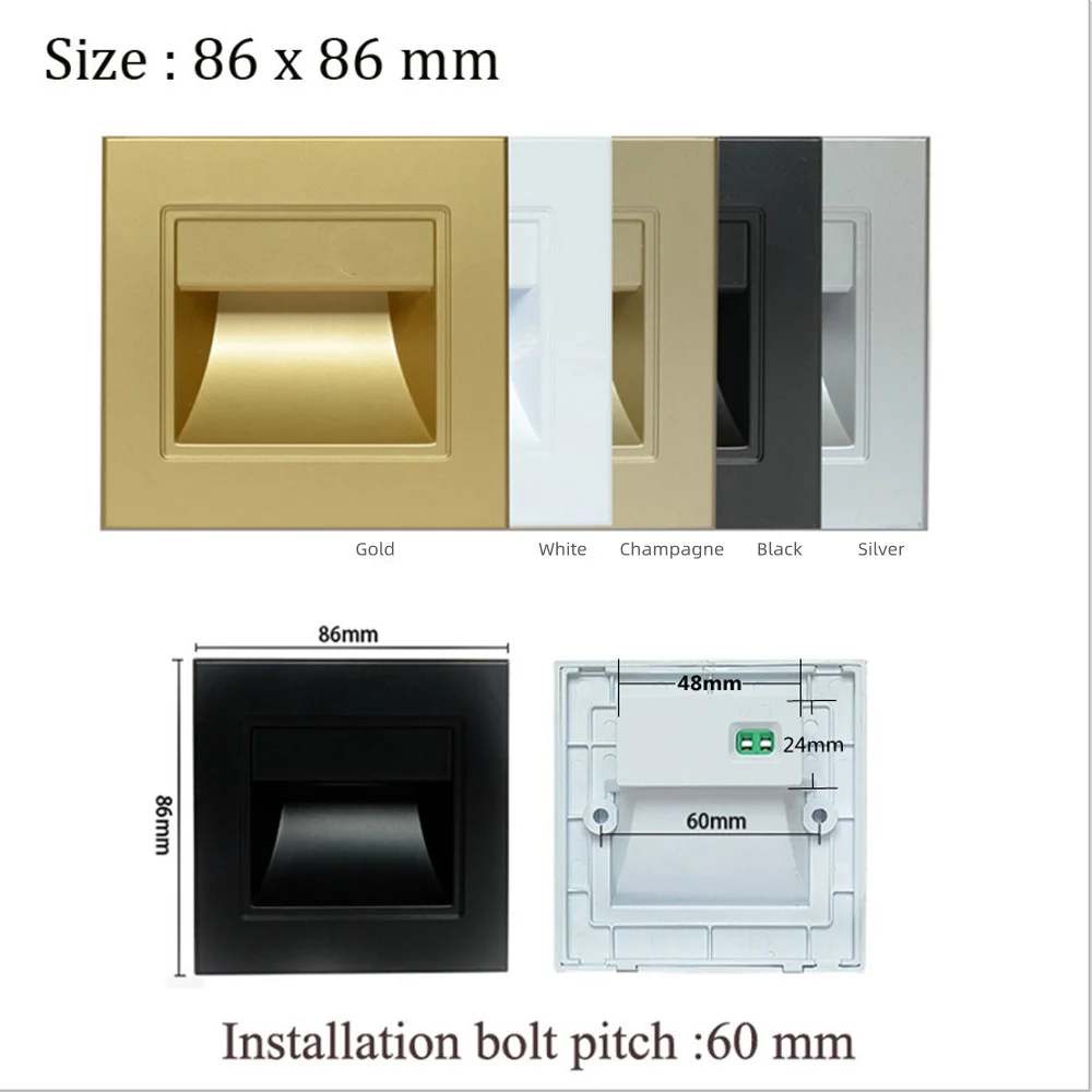 Recessed LED Step&Stair Wall Light 100-240V 1.5W 3000K/6000K For Modern Home Deck/Door Side/Hallway/Doorway/Passage Footlight