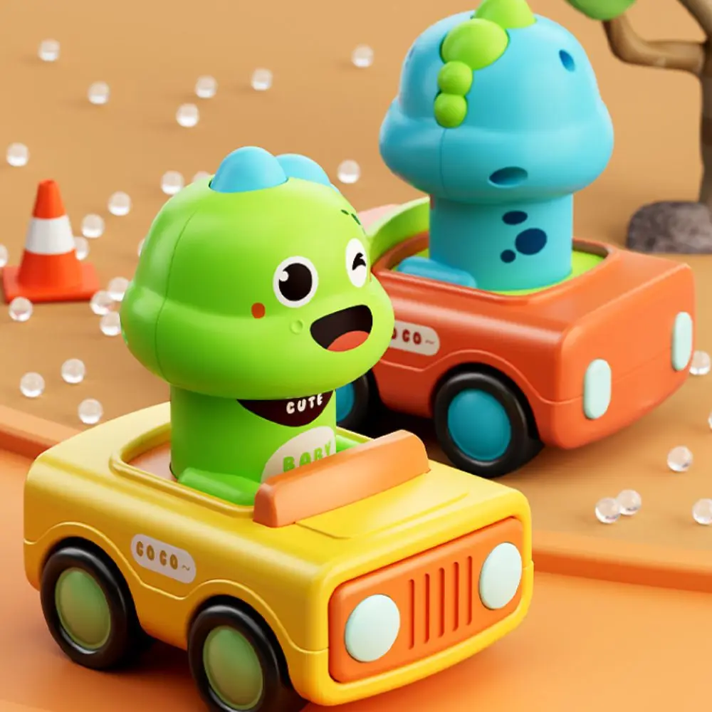 Cartoon dier Cartoon dier speelgoedauto Educatief vroeg leren Trek voertuig speelgoed Plastic cartoon dinosaurus pers speelgoed