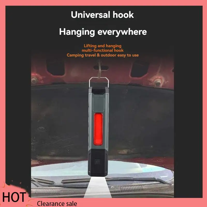 A88Z COB Flashlight Clip On Torch Handheld Camping Work Torch 90° Angle Lamp With Magnet Car Inspection Red Light Warning