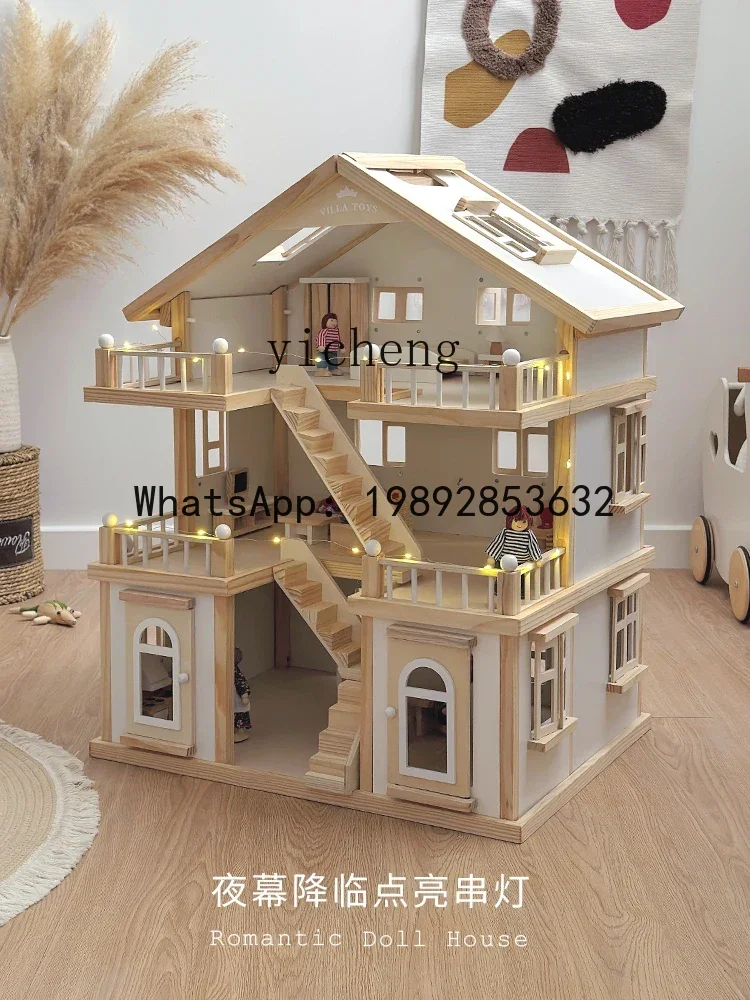 어린이 시뮬레이션 빌라 하우스 장난감 교육용 성 가구 소녀들 놀이방 생일 선물 아기