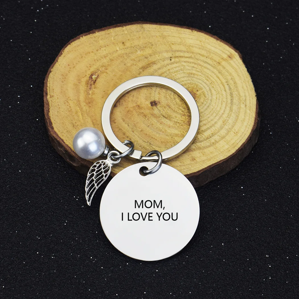 

Mother's Day Gift Carry on Keychain Metal Carving Silver Keychain Small and Exquisite Four Styles Customizable