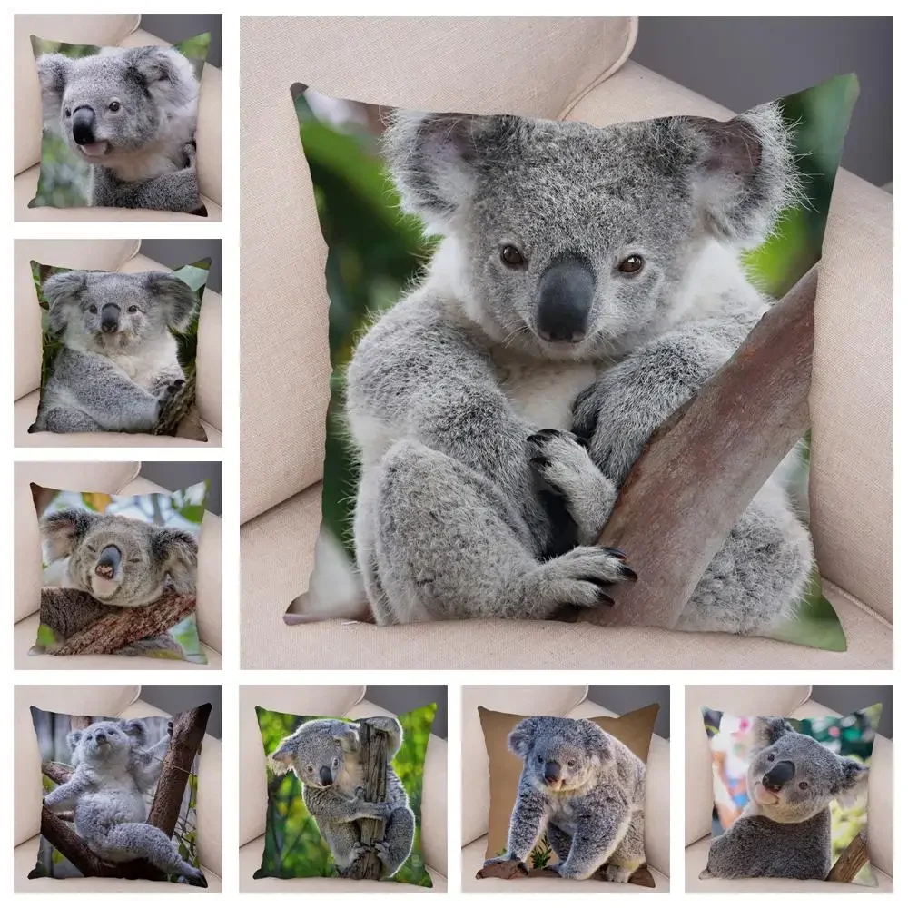 Bedroom Living Room Decor Pillowcase Cute Australian Koala Cushion Cover Wildlife Pattern Print