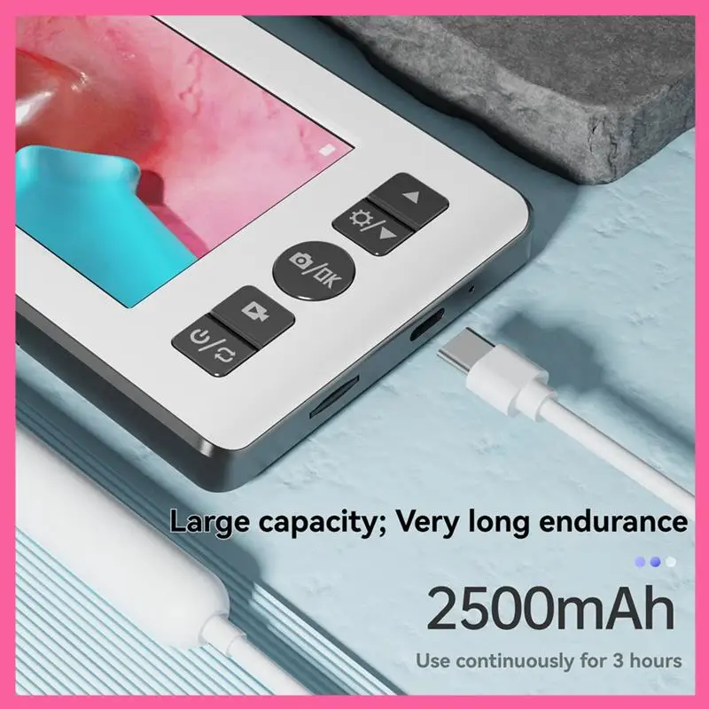 

HOT-Digital Otoscope With 3.5Mm Ear Scope Camera With 6 Lights 1080P 4.3 INCH IPS Ear Wax Removal Tool
