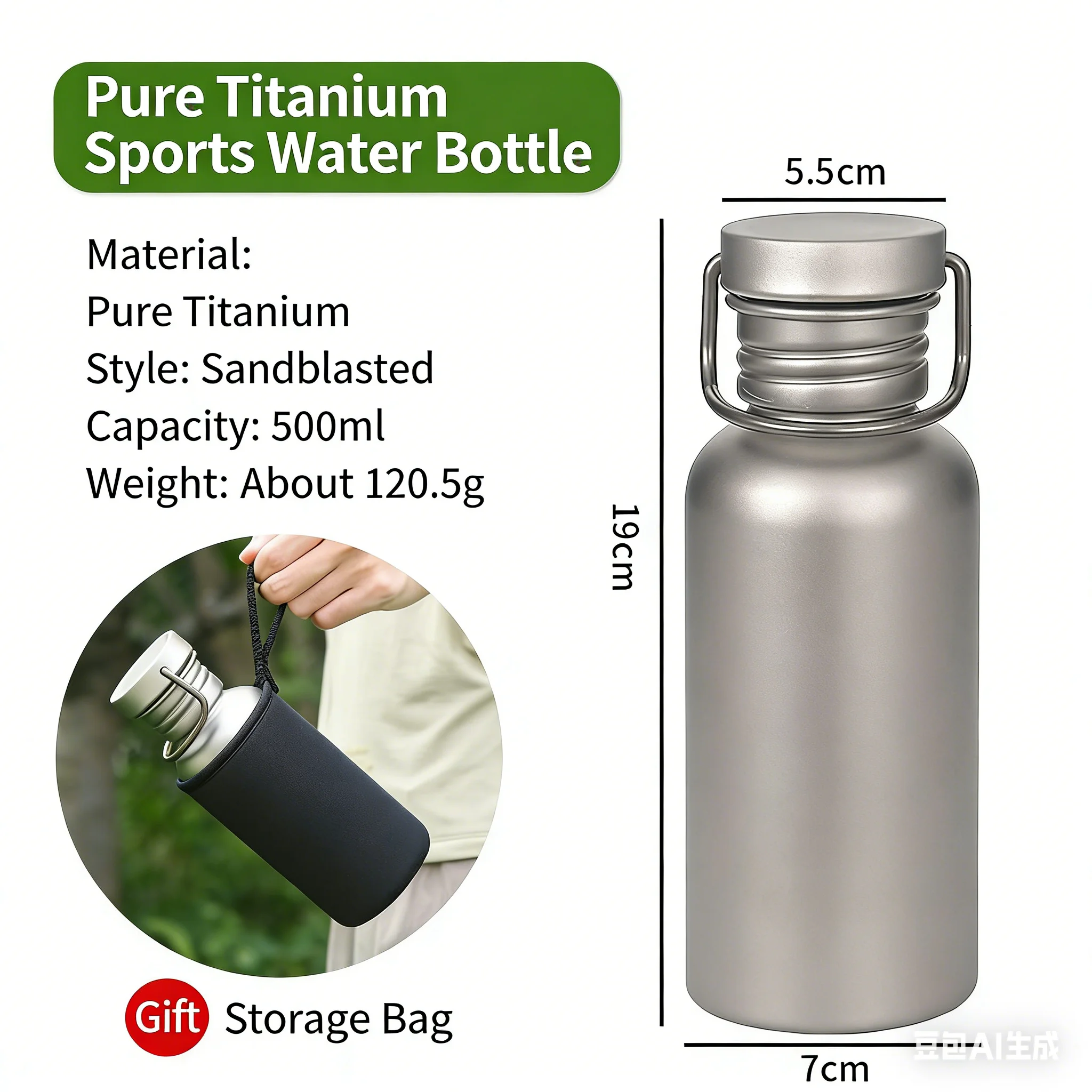 500/600/750ml Pure Titanium Sports Water Bottle Outdoor Cycling Travel Cup Portable Camping Water Bottle Lightweight Camping Cup