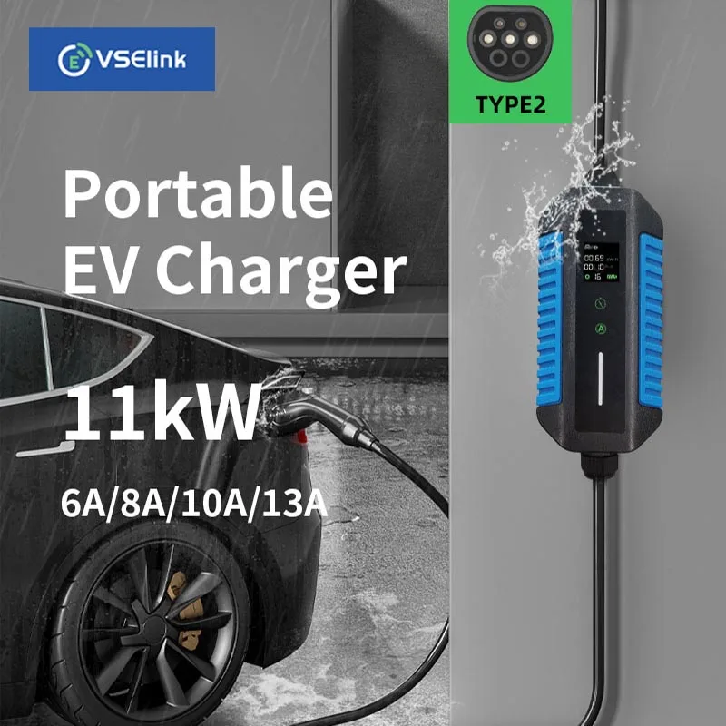 

EV Charger 16A Electric Vehicle Car Charger Type2 Portable Charging Box 3Phase Type2 Fast Charging 5M Cable for EV Car