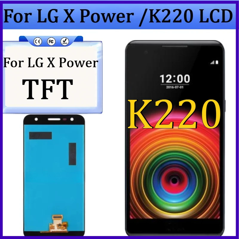 Novo Display LCD TFT para LG X Power / K220, Tela Sensível ao Toque e Digitalizador de Substituição para LG K220