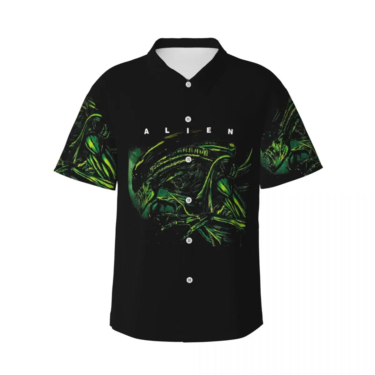 

Мужские рубашки Alien, гавайская рубашка с коротким рукавом, забавные топы на пуговицах для летнего пляжа