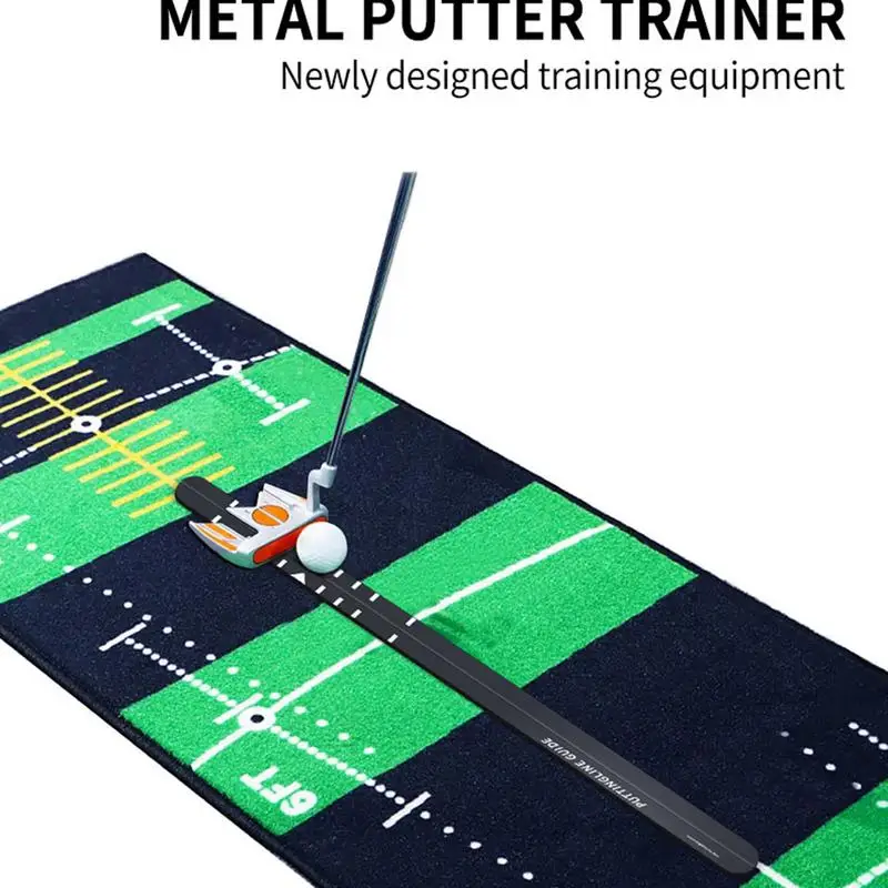 Alat bantu latihan putt baja tahan karat portabel keselarasan putt dua sisi pelatih putt dalam ruangan Aksesori Golf untuk