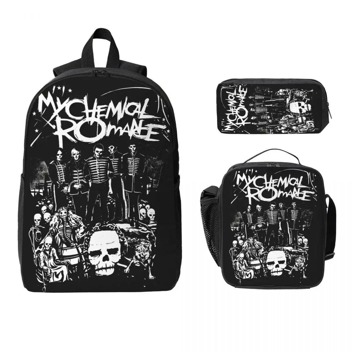The Black Parade 2026 Music My Chemical Romance Mcr Backpack Lunch Box Pen Bags Backpacks School bag Bookbag Set