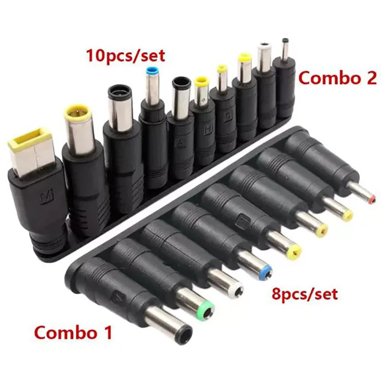 10-in-1 Multifunctional Laptop Docking Connector 8-Piece DC Connector Set 5521 Female to 8-in-1 Adapter for Multiple Specificati