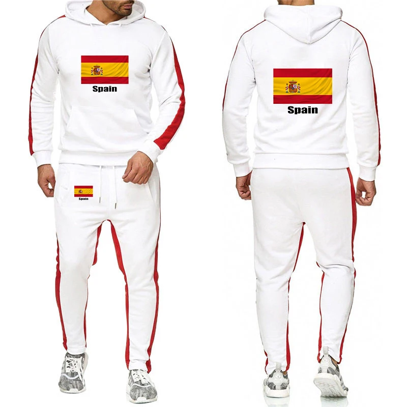 2026 Football Team Spring And Autumn Men's Spanish Flag Logo Print Sweatshirt Lightweight Hoodies Leisure Sports Pants Suits view 3