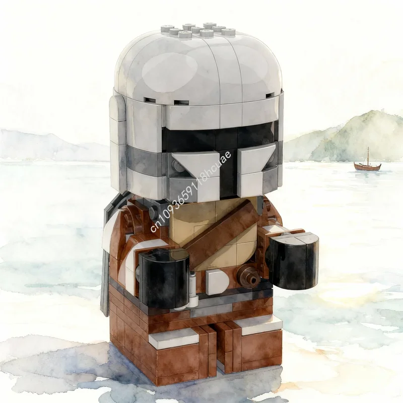 Image of 267-teiliges MOC Star Battle Din Djarin Mandalorian Skaliertes Baby-Modell Bausteine Spielzeug Architektur Festival Geschenke Bausteine