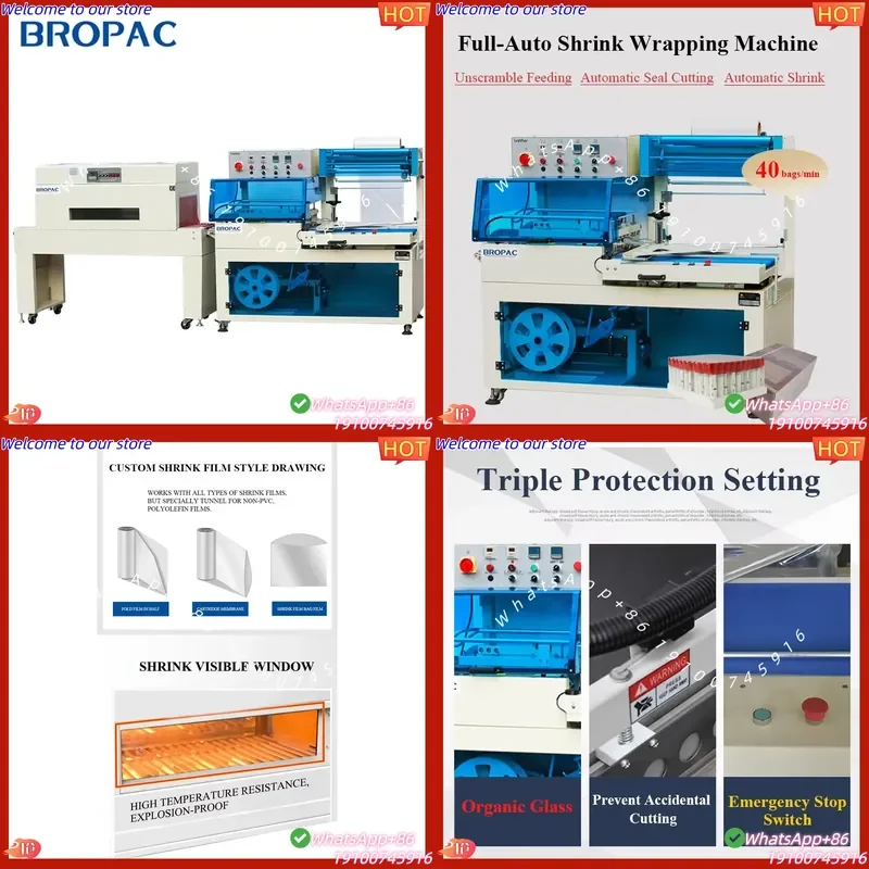 CE Certificate BROPACK Automatic L Cutting Card Case Book Sealing Shrink Wrapping Machine L Bar Sealer