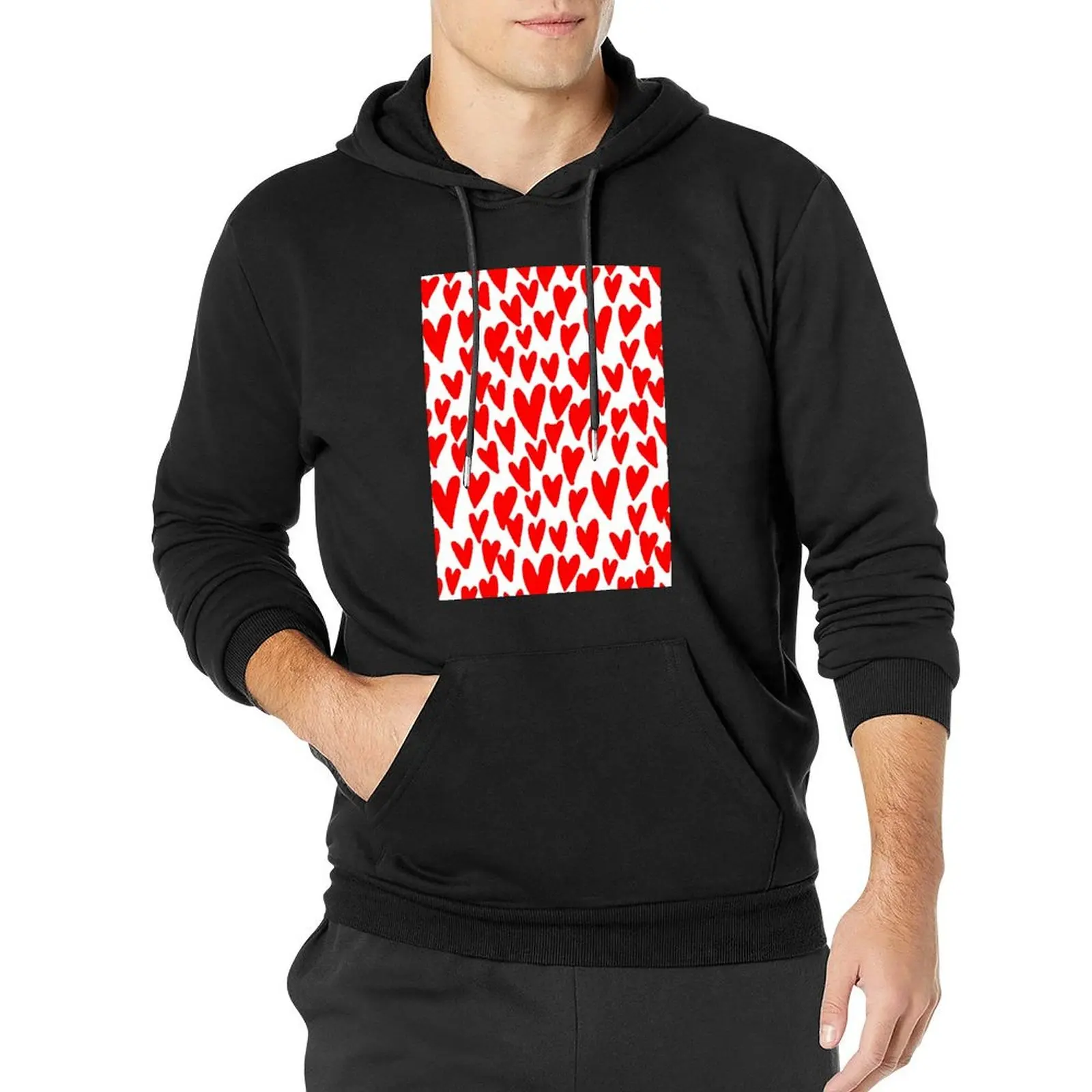 

Hearts red and white love valentines day heart pattern minimal Pullover Hoodie autumn jacket men new in hoodies & sweat-shirt