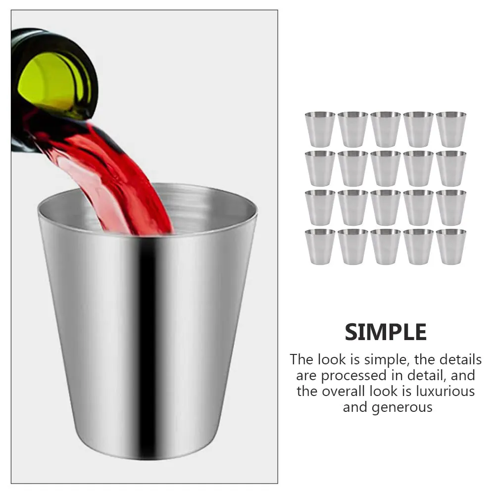 

20pcs Portable Stainless Steel Cup Set Simple Metal Drinking Cups For Whiskey Beer Cocktail Water Outdoor Camping Picnic
