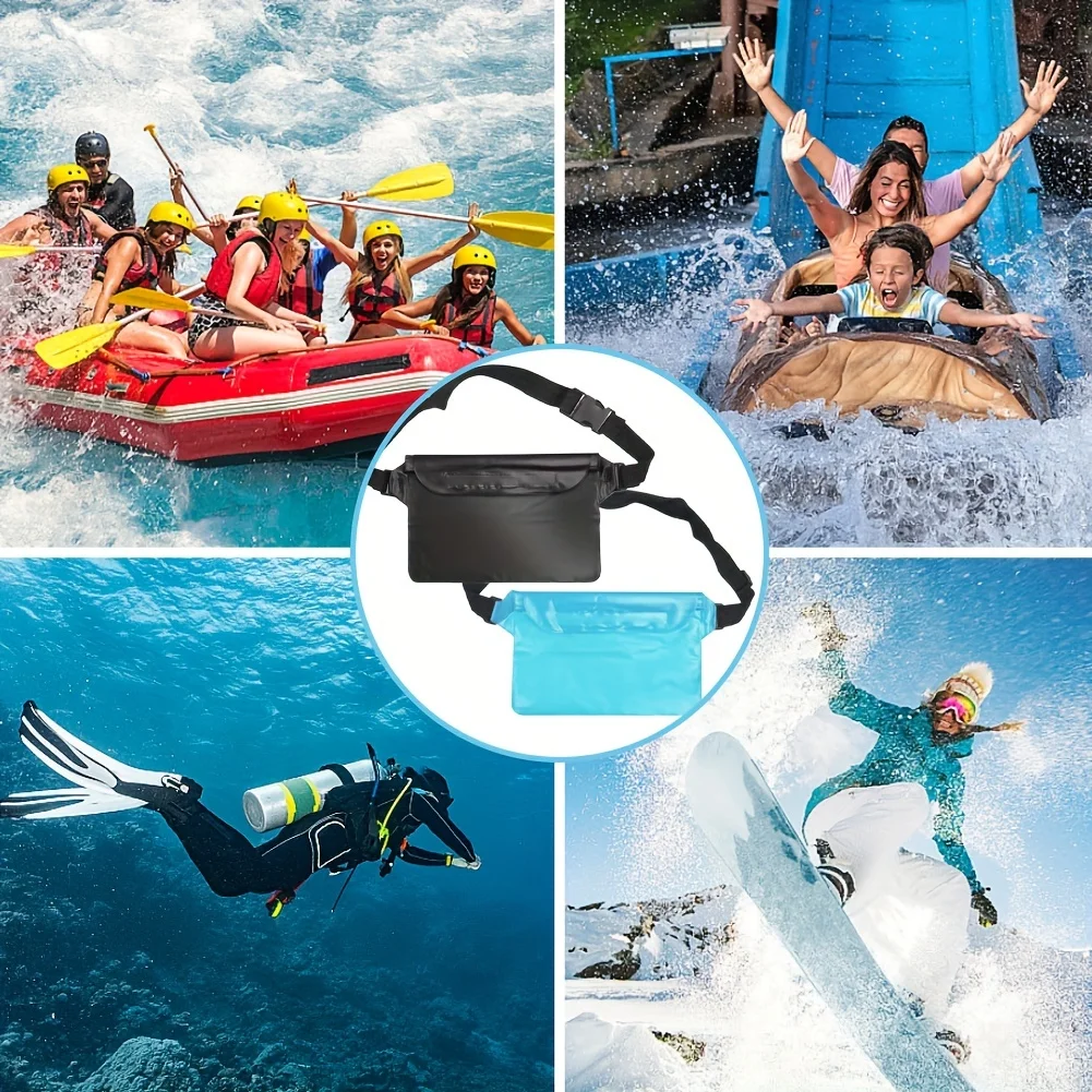 2-Piece Waterproof Phone Pouch With Adjustable Waist Strap - Durable Pvc, Touchscreen Compatible For Swimming & Outdoor Activiti
