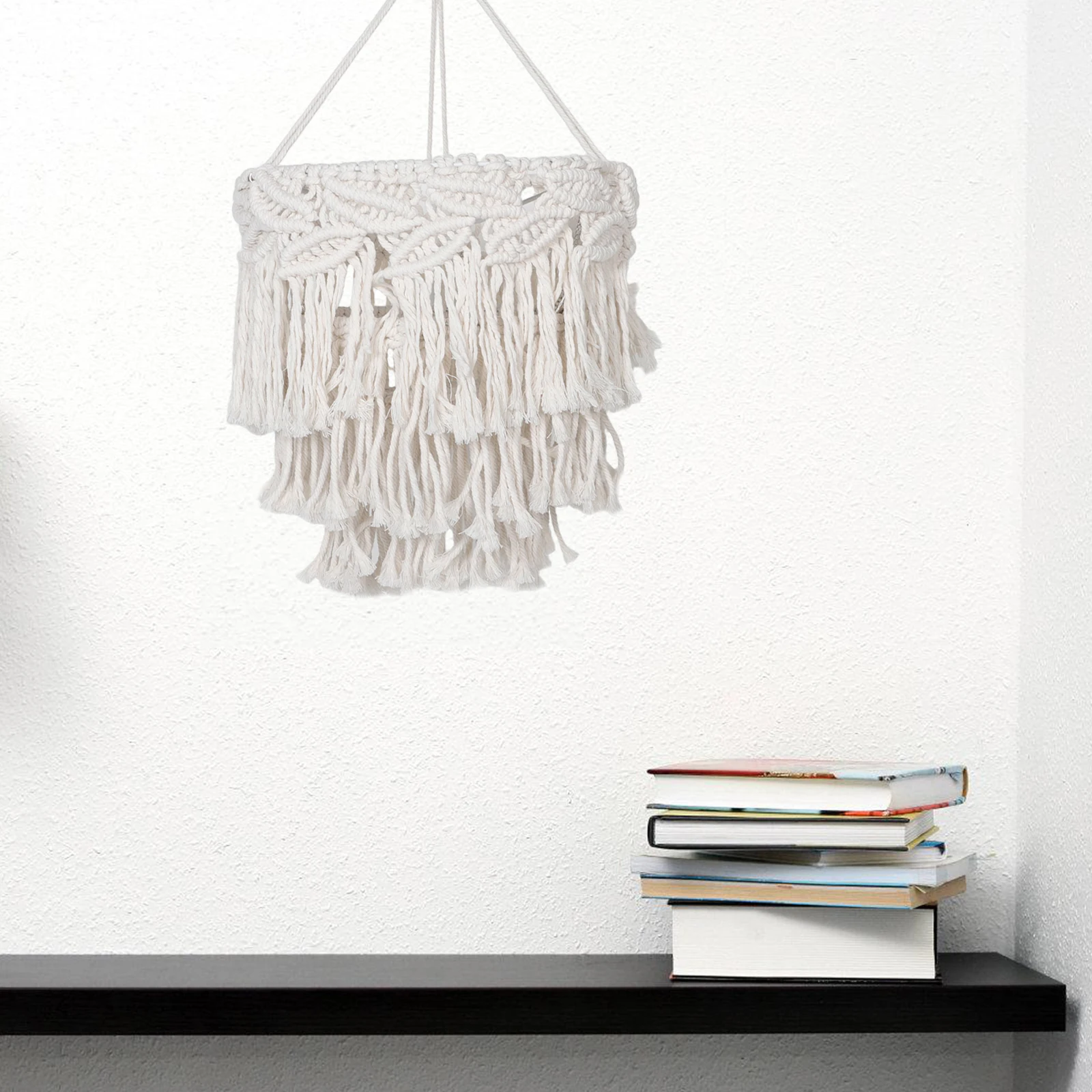 

Boho Woven Flush Home Decor Pendant Indoor Tassel Shades Hang Hanging Lampshade Fringe Living Replace Replacement