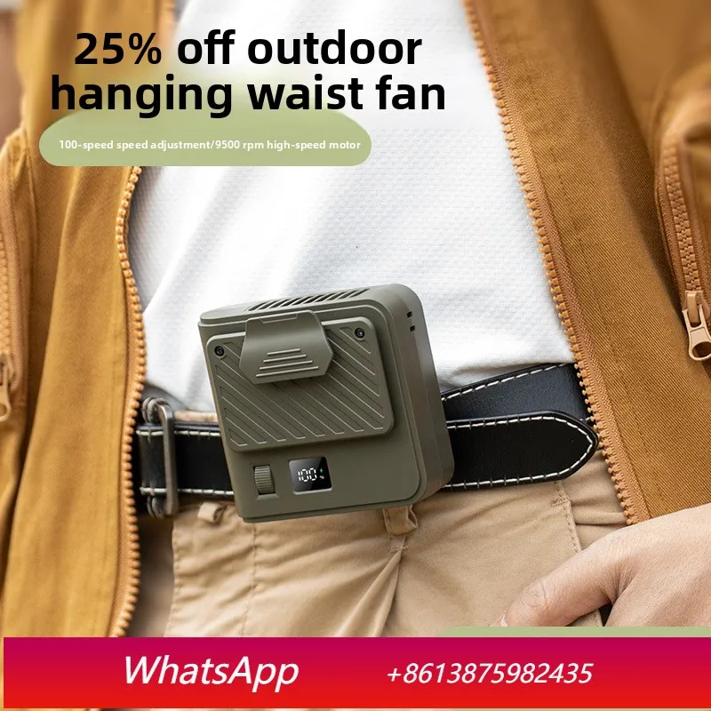 YJQ outdoor waist fan USB digital display charging small portable waist fan