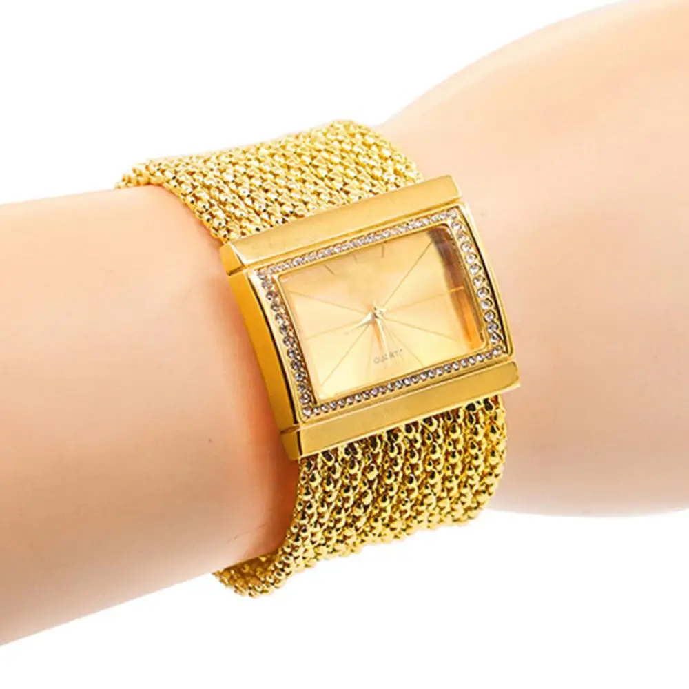 mujer Bracelet Analog Quartz luxury reloj Golden Women Alloy