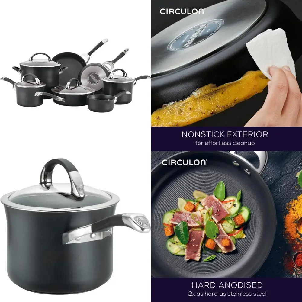 

Circulon Symmetry 11-Piece Black Hard-Anodized Nonstick Cookware Set