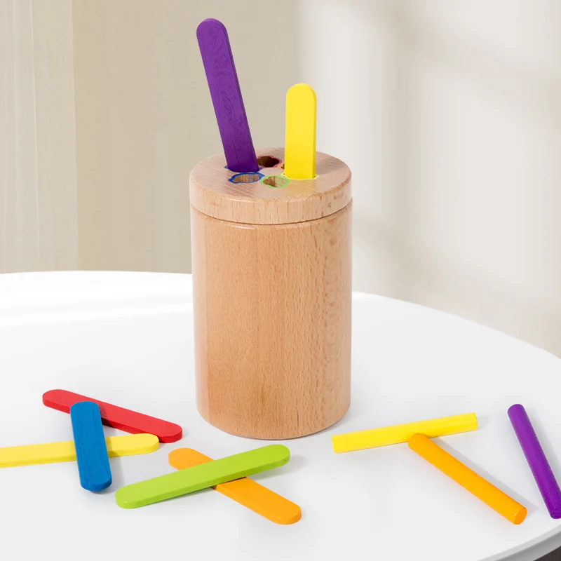 Montessori การจับคู่สีของเล่นไม้ Rainbow Stickes การเรียงลําดับสีของเล่นเด็กวัยหัดเดิน Fine มอเตอร์เกม Early Education Sensory ของเล่น