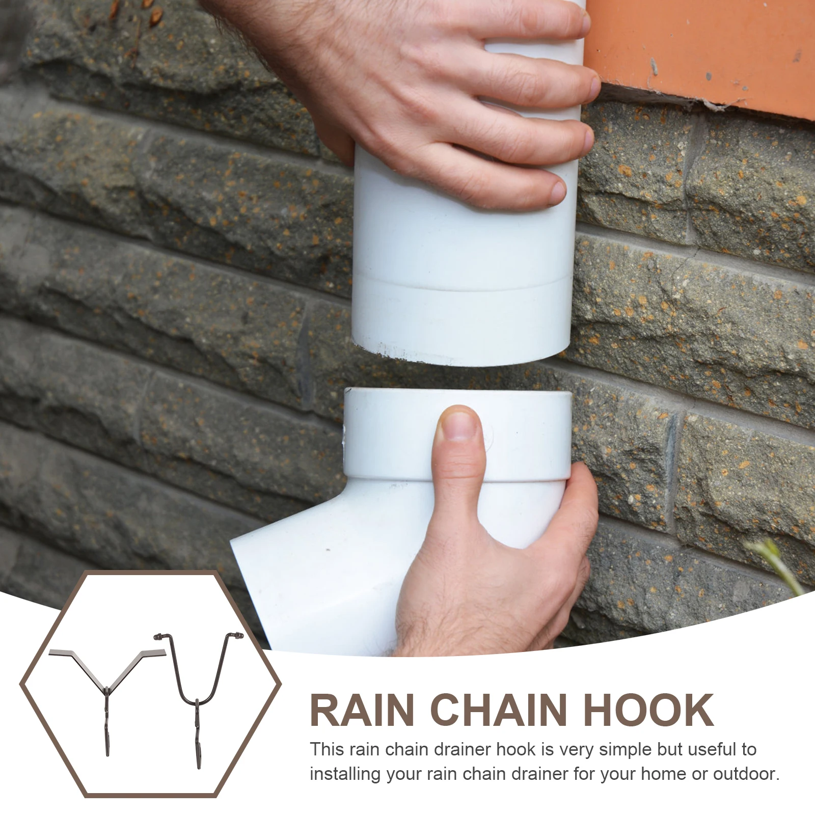 

1 Set Rain Chain V-Shaped Metal Hook For Downspout Outlet Durable Iron Rain Chain Adapter Decorative Drain Hook Outdoor Garden