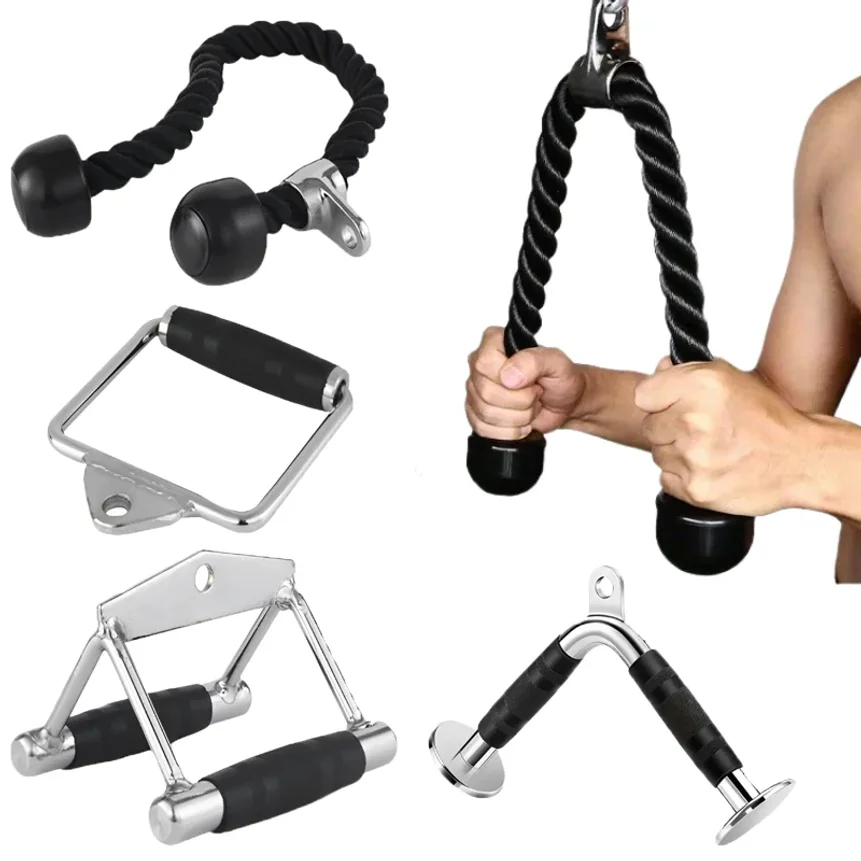 Equipamento de Treino de Bíceps com Estrutura Tipo Gantry, Corda Dupla para Puxada, Acessórios de Academia, Alça para Press de Tríceps, Alça para Laterais de Tríceps