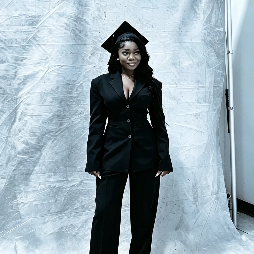 Elegant Single Breasted Black Women Suits Fashion Smart Graduation Suit 2 Piece Jacket Pants Sets Female Clothing Costume 2026