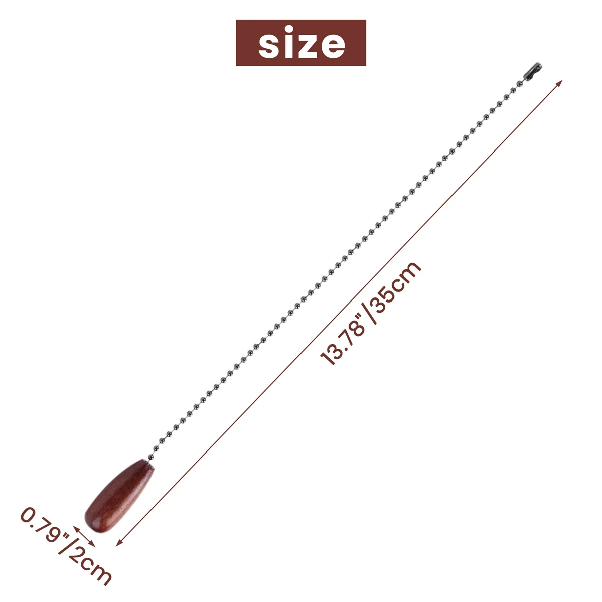 4 Pieces Ceiling Fan Chain Pulls Wooden Pull Chain Extension Pull Chain for Ceiling Light Lamp Fan Chain (Walnut Color)