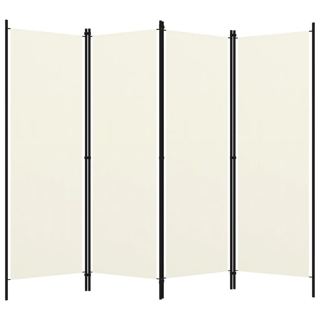 Separation Wall 4 panels white cream 200x180 cm