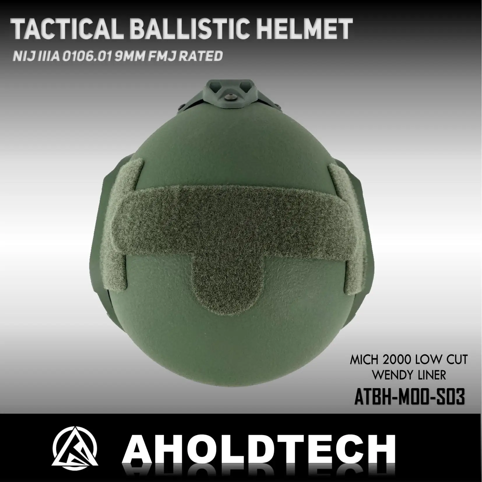 Aholdtech Bulletproof Helmet MICH 2000 Tactical 9mm FMJ PE ISO NIJ IIIA 3A CAM FIT BOA Dial EPIC Liner Low Cut Ballistic Helmet