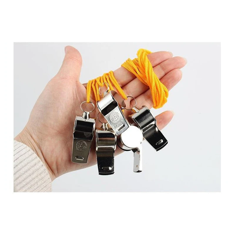 Loud Metal Whistle Team Sport With Rope Strong Sport Whistle Compact Wear Resistant Stainless Steel Whistles Lifeguards