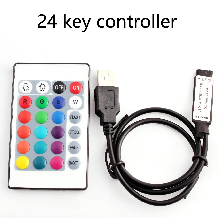 DC 5V USB Led Dimmer LED Strip RGB Controller 3Keys /24Key IR Remoter / 17Keys RF Wireless Remoter Control for LED Strip Light