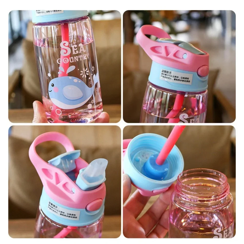 480Ml Kids Sippy Cup Water Bottles Creative Cartoon Feeding Cups With Straws And Lids Spill Proof Portable Toddlers Drinkware