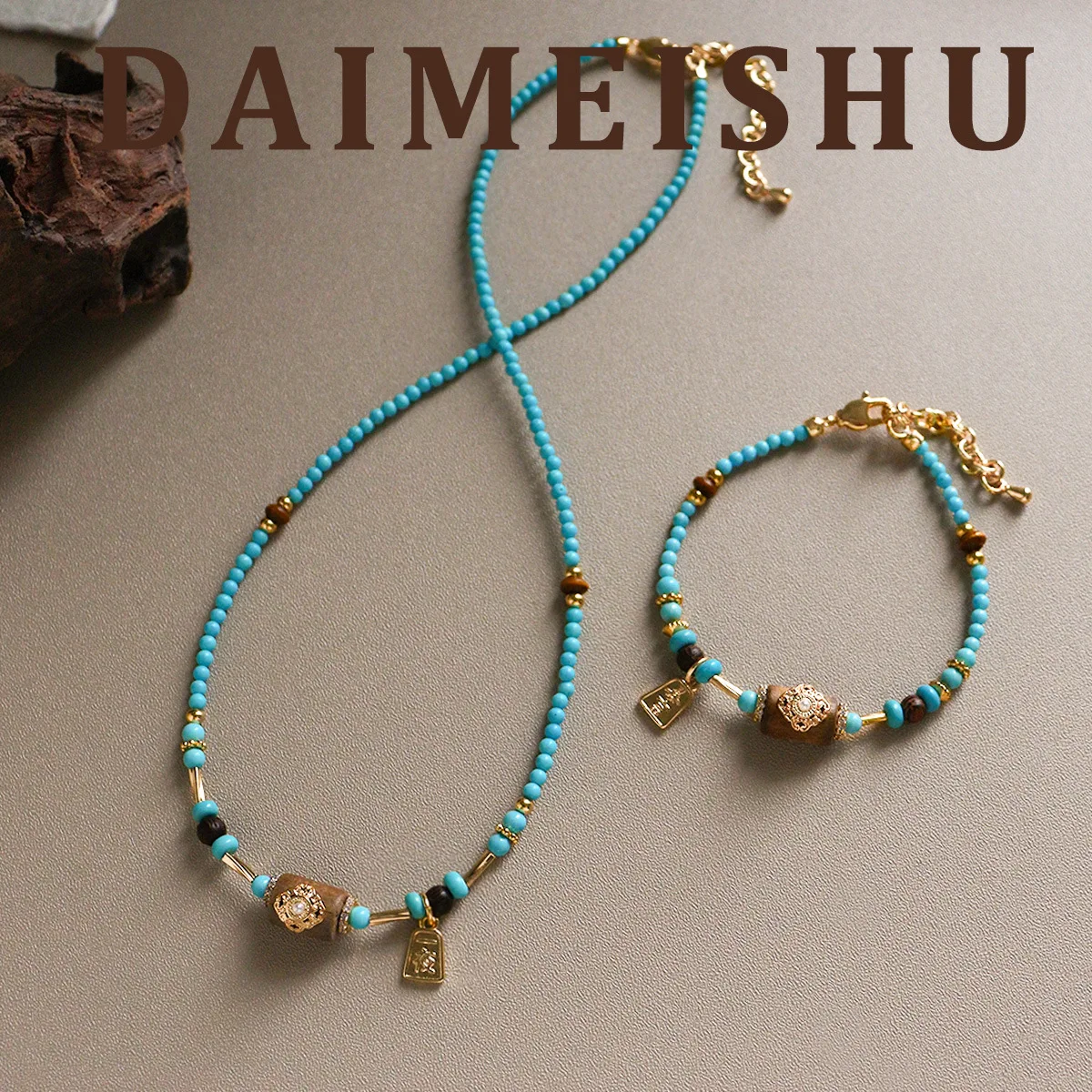 

Изысканное элегантное универсальное ожерелье в китайском стиле с бирюзовым жемчугом, легкая роскошная высококачественная модная цепочка на ключицу для женщин