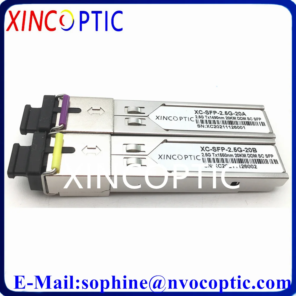 Transceptor bidi do wdm, 2.488gbp, sfp, 2.5g, sm, único modo, 1490/1550nm, simplex, 20km, lc/sc, transceptor para o interruptor do cisco/huawei