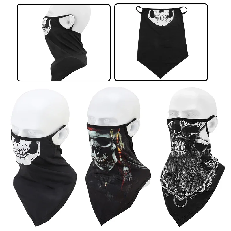 

Breathable Skull Scarf Cycling Neck Gaiter Earloop Face Mask Halloween Tube Mask Bandana Bicycle Hiking Motorcycle Balaclava Men