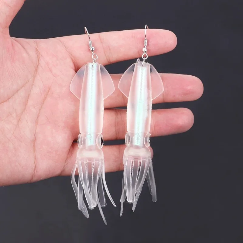 Tintenfisch Tropfen Ohrringe für Frauen Riesen gelee Bionic Soft Köder Meeres tier Ohrring Angeln Liebhaber Geschenke